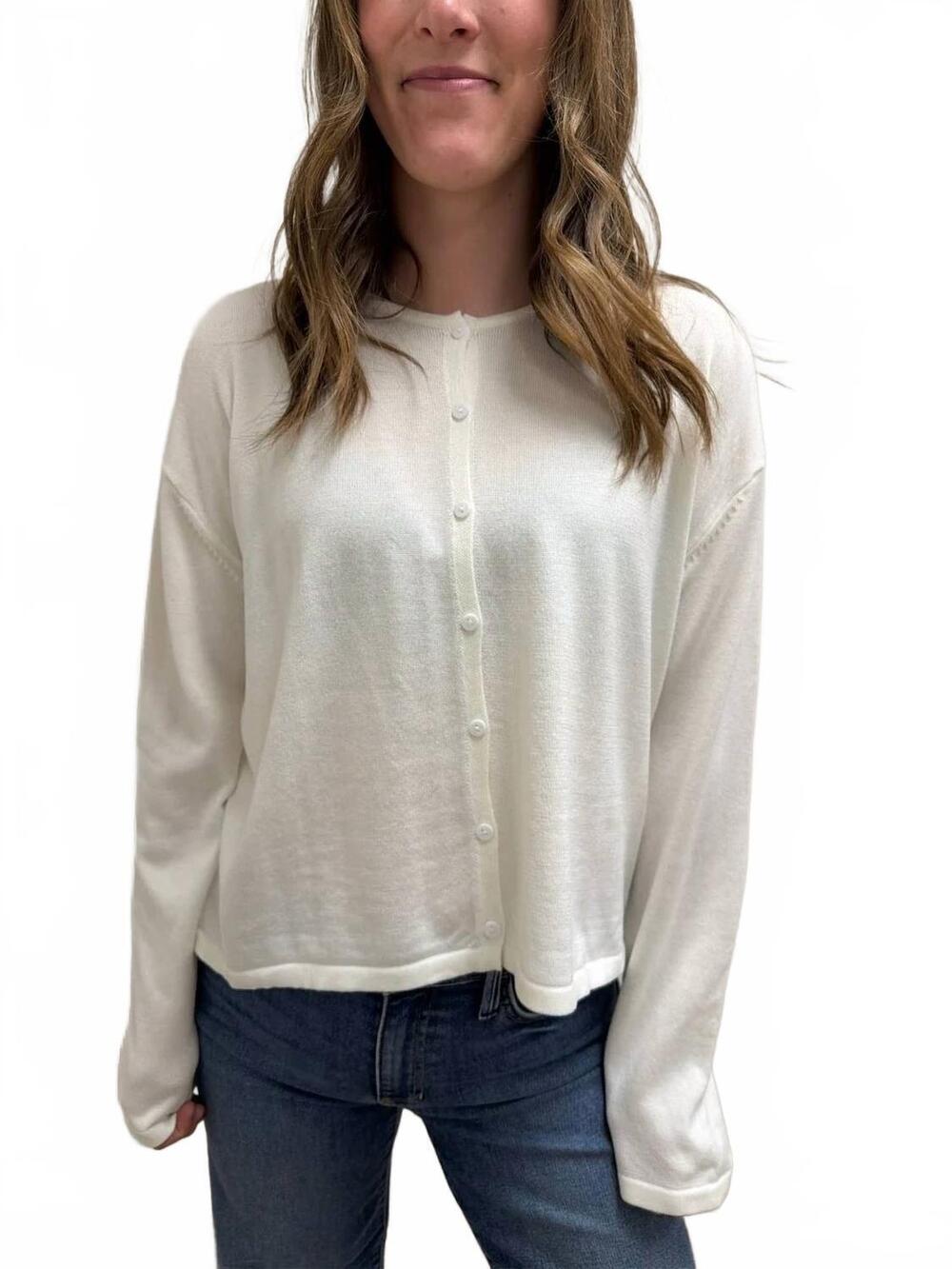 NEW WISHLIST button up lightweight sweater cardigan in ivory